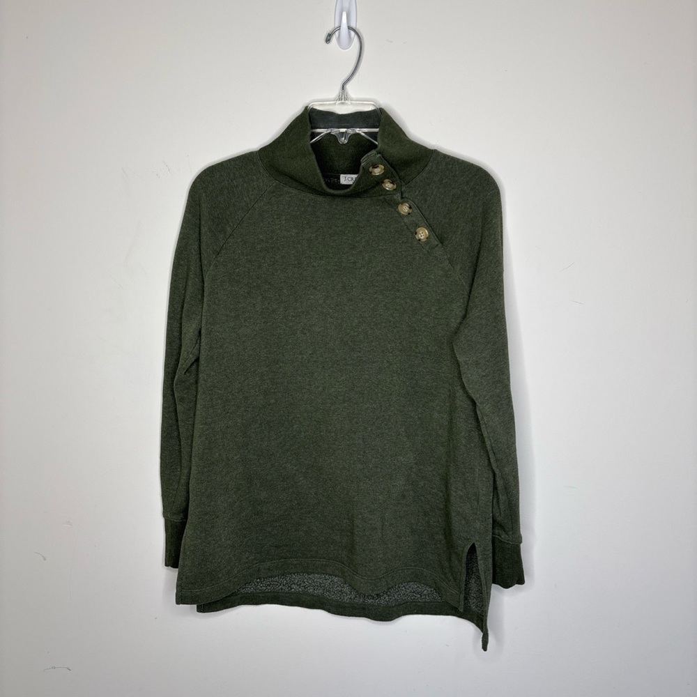 BN1 J. Crew Fleece Sweater Sage Green Oversized Pullover Cotton‎ Blend XS